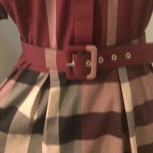 Plaid ModCloth A-Line Dress w/ Belt and Pockets